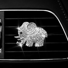 Diamond-embellished elephant car air vent perfume clip creative car air freshener clip, in-car decoration, scented putty ornament
