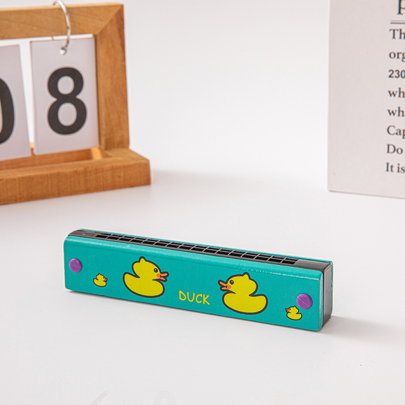 Armonica de madera de dibujos animados regalo de música para niños armónica de 16 hoyos estudiantes de primaria interés principiante tocando instrumento musical