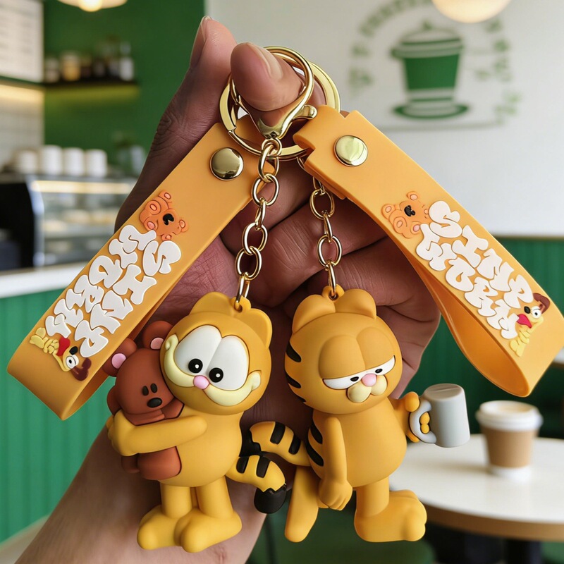 Cute and Funny Garfield Keychain Cartoon Pendant 3D Doll Car Keychain Student Backpack Keychain Cute and Funny Garfield Keychain Cartoon Pendant 3D Doll Car Keychain Student Backpack Keychain