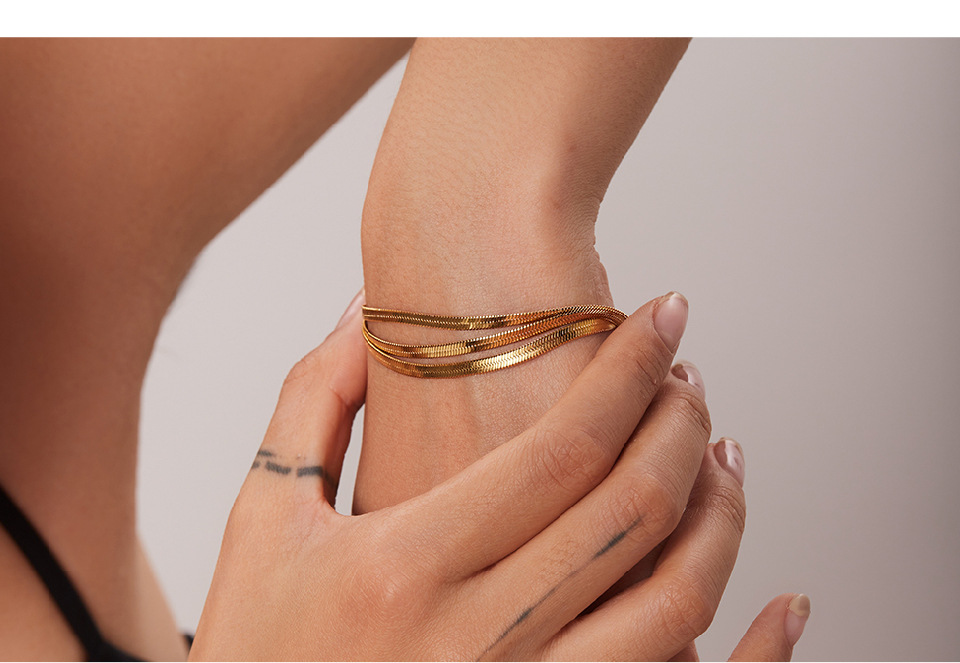 Retro Geometric Stainless Steel Gold Plated Bracelets
