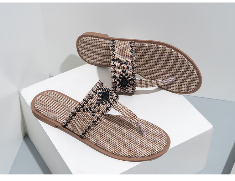Cfxxy-149 žabky zahraničního obchodu, módní výšivky, pantofle, dámské pantofle, plážové lněné sandály, dámské boty_voghion.com