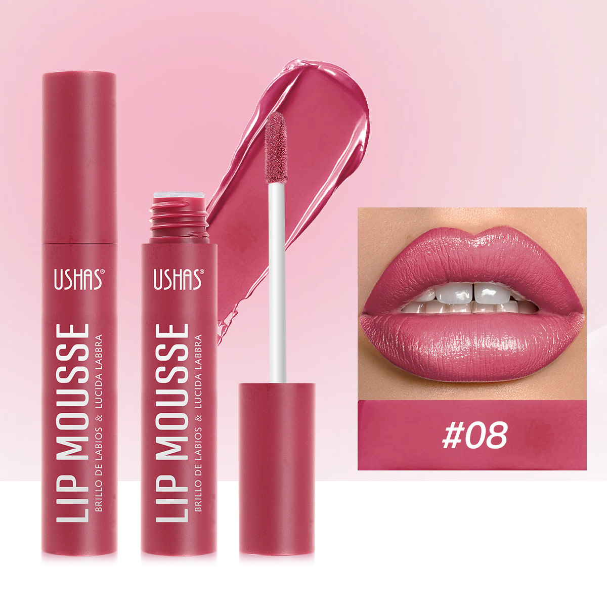 USHAS Europa y los Estados Unidos transfronterizos ahora mate a largo plazo impermeable brillo Amazon esmalte labial UC033A + B