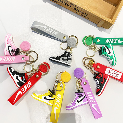 Mini ball shoe model keychain accessories soft plastic blind box claw machine backpack pendant circle chain gift small wholesale