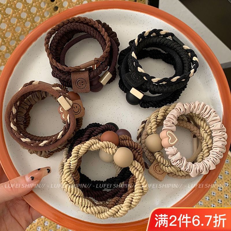 高马尾不塌头绳女生纽扣发圈皮筋高弹力耐用马尾扎头发绳头饰皮套|undefined