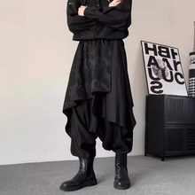 山本风不规则层次感裙裤男黑武士哈伦裤设计感小众假两件吊裆裤