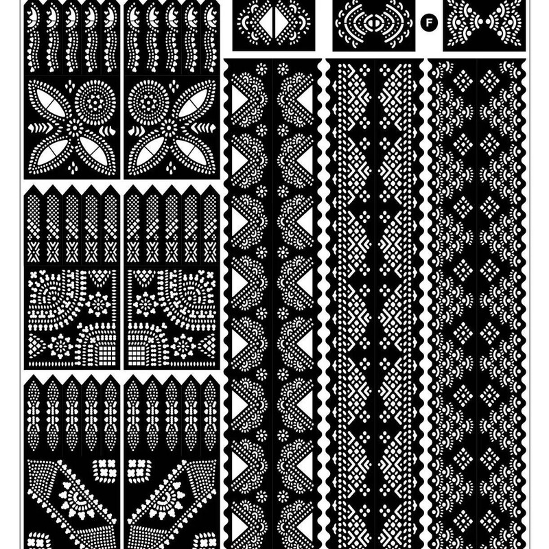 Henna tattoo stencil for the back of the hand and arm, large design, Indian henna temporary tattoo sticker Henna tattoo stencil for the back of the hand and arm, large design, Indian henna temporary tattoo sticker