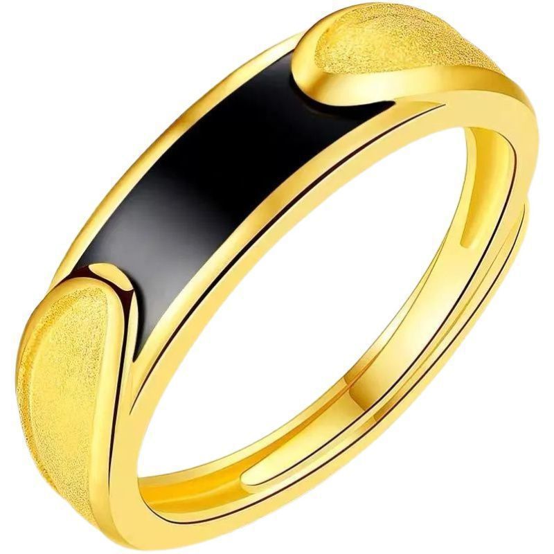 越南沙金仿真金镶玉戒指男女时尚开口可调节情侣指环520礼物批发|undefined