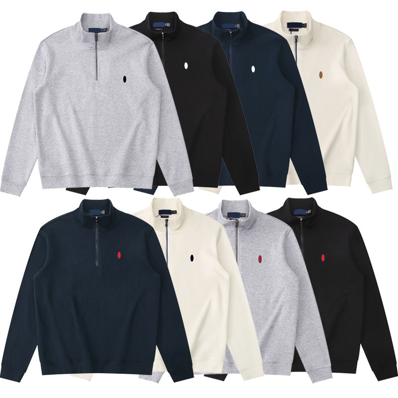 Cross-Border Autumn Men's Pure Cotton Half-Zip Sweater with Stand-Up Collar Knitwear Outerwear Polo Top for Teenagers Cross-Border Autumn Men's Pure Cotton Half-Zip Sweater with Stand-Up Collar Knitwear Outerwear Polo Top for Teenagers
