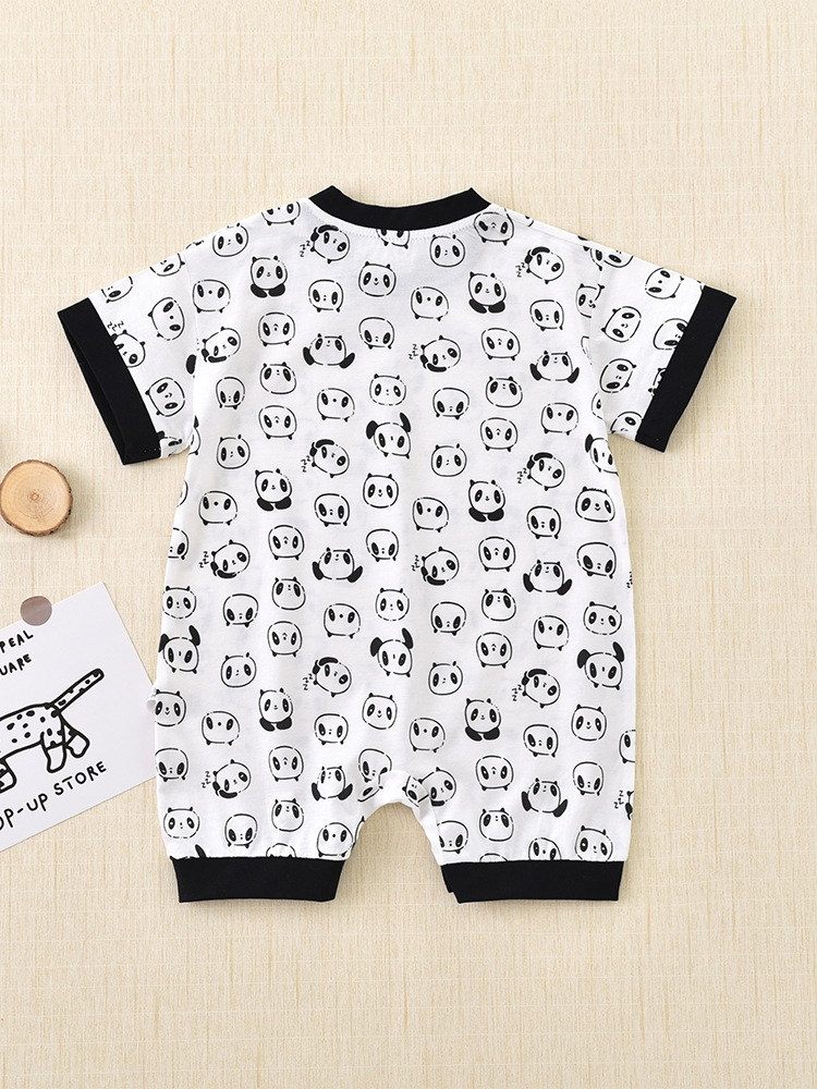 Baby's cotton jumpsuit summer 0-18 months old male and female baby striped romper short sleeve sheath Western style romper