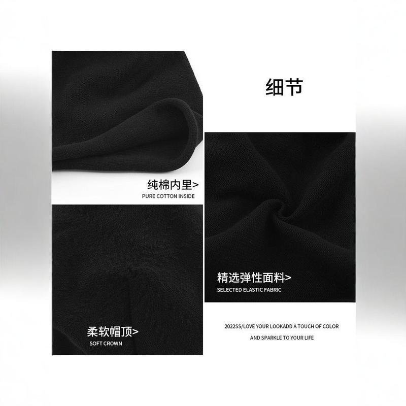 黑色堆堆帽女春秋日系针织月子帽时尚包头帽百搭网红卷边冷帽冬季|undefined