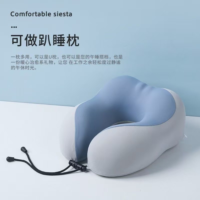 Nuevo comercio exterior transfronterizo, almohada de memoria de rebote lento, almohada en forma de U, almohada de viaje, almohada portátil para columna cervical, almohada cilíndrica para el cuello