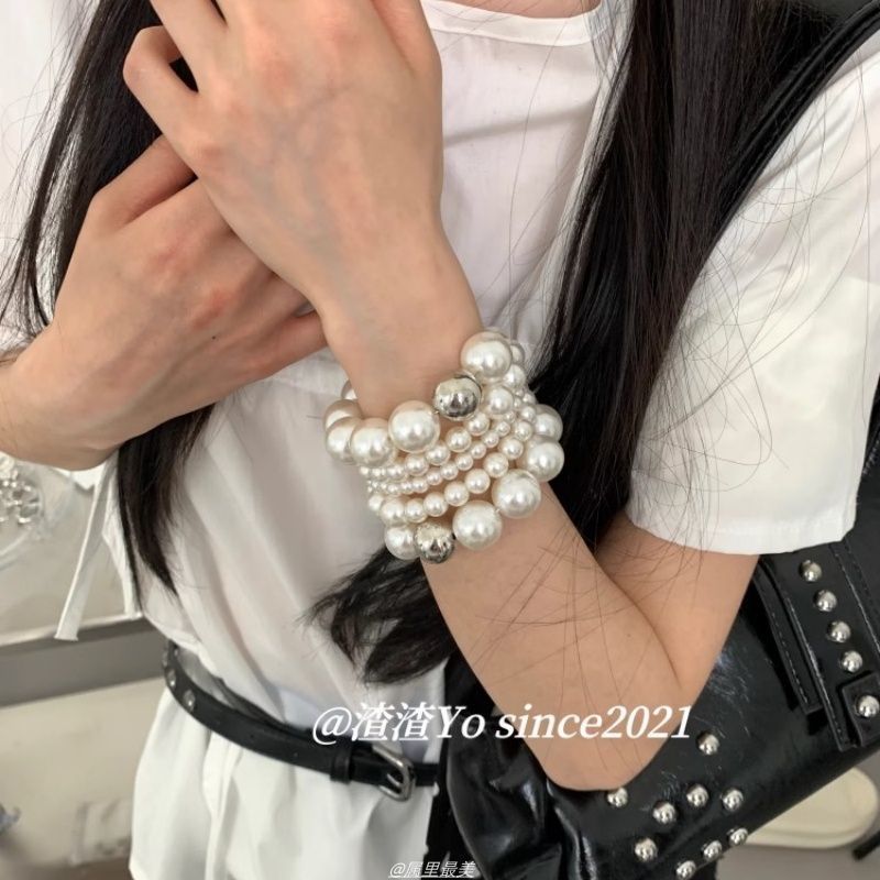 韩系ins简约百搭珍珠手链女多层缠绕串珠手串高级感手镯|undefined