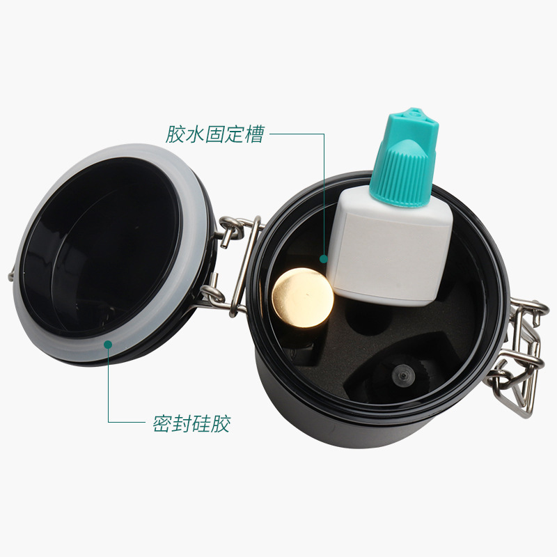 Venta al por mayor herramienta de pestañas pegamento sellador de carbón activado pegamento caja de almacenamiento injerto pegamento de pestañas tanque de almacenamiento