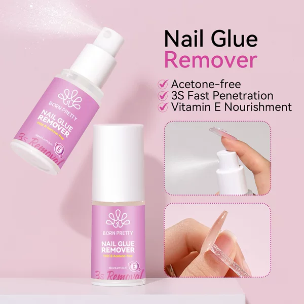Bornpretty Nail Art 20ml Spray Bottle Eco-Friendly Glue Remover 3S Penetrating Solid Patch Adhesive Quick Nail Removal Water