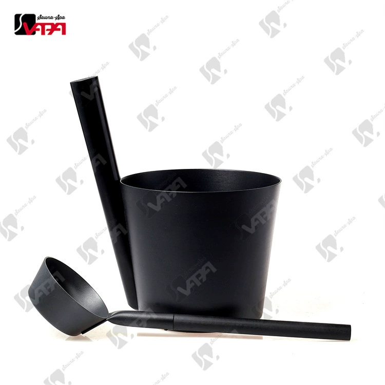 Анодированный алюминиевый ведёрко-лопатка 5 л экспортного качества с конической бамбуковой ручкой, аксессуары для сауны