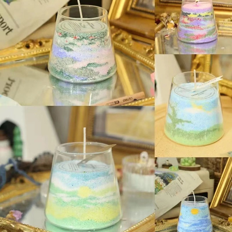 亚马逊爆款Sand powder candle 砂粉蜡烛diy沙画蜡烛彩色香薰沙蜡|undefined