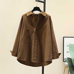 厚手のコーデュロイシャツレディースジャケット韓国風秋冬新作ゆるいシンプルファッションカジュアルカーディガン重ね着シャツ