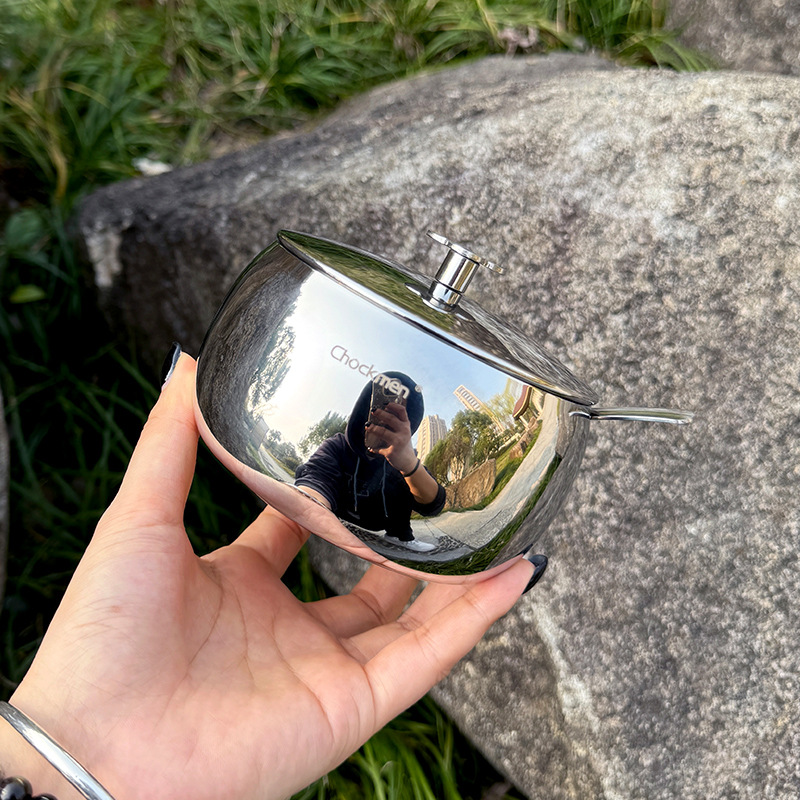 Chockmen Zhuo Deming 18 / 10 acero inoxidable tetrafoil condimento lata caja de azúcar lata de sal condimento tazón con cuchara