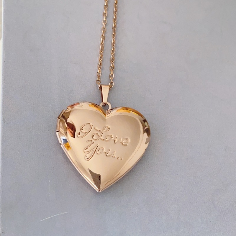 Letter, Heart Shape Pattern Unisex Gender Plating Design 18K Gold Plated Rose Gold Plated White Gold Plated 316 Stainless Steel Titanium Steel Ion Plating (IP) Letter Heart Shape IG Style Locket Necklace For Unisex