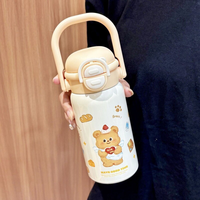 小清新ins水杯可爱小黑猫大容量高颜值316不锈钢保温水杯弹跳杯子|undefined
