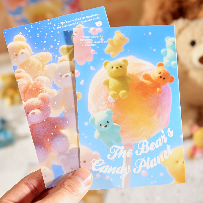 Mr. Paper Postales en caja Little Bear's Gomile Planet Series Lindas mascotas Advanced Advanced Cards Decoración de la cuenta de mano