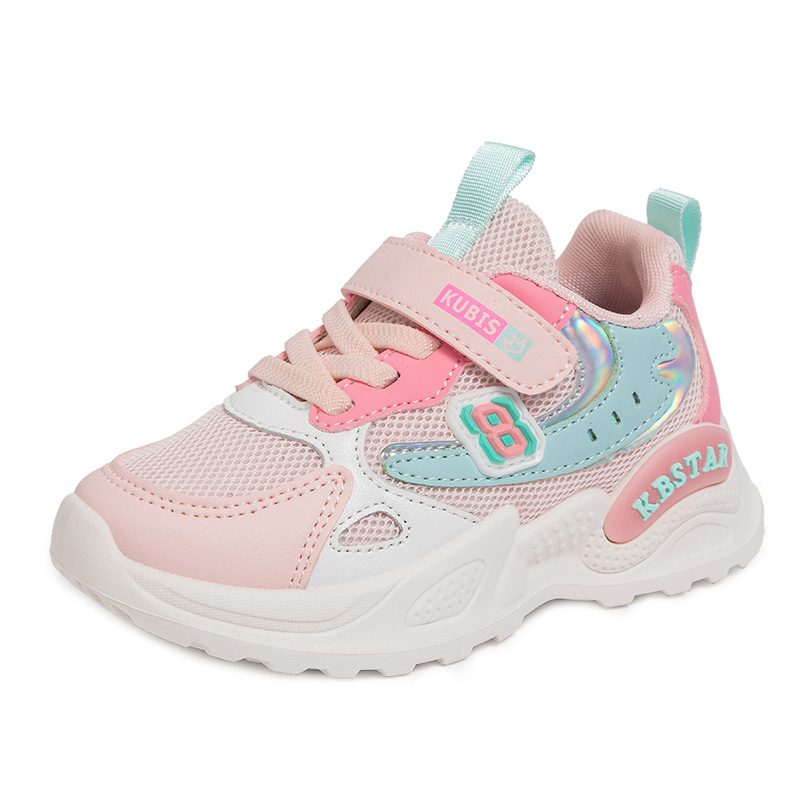 Zapatos de malla para niños al por mayor, estilo nuevo de primavera 2025, zapatos deportivos para niñas, zapatos transpirables para correr para niñas mayores y más pequeñas