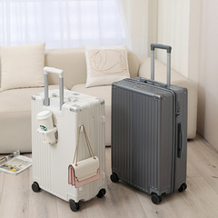 New product cross-border dropshipping with cup holder, suitcase dry-wet separation interior, telescopic handle box, unisex stylish boarding case