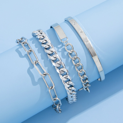 European and American cross-border jewelry punk style bracelet bracelet chain English letter LOVE bracelet four-piece set