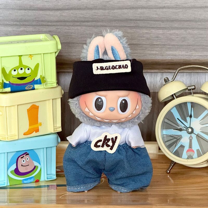 人形着せ替えスカート ラブベビー服 かわいいビニールぬいぐるみ ラブブ カジュアルスーツ服 7cm 布1|undefined
