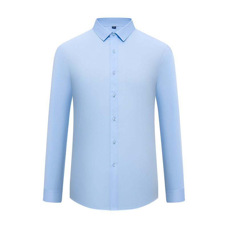 2025 otoño camisa de mangas largas sin marcas sin quemar camisa de fibra de bambú elástica corporativa casual hombre de mangas largas