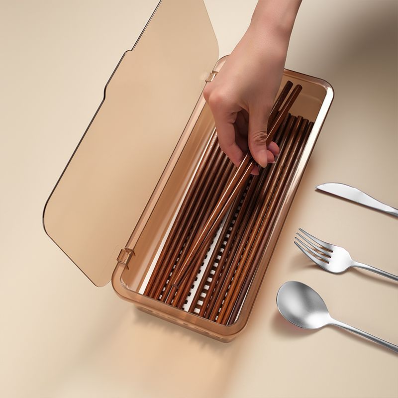 Caja de palillos casera con cubierta de palillos cuchara caja de almacenamiento cesta de palillos cocina comedor a prueba de polvo drenaje drenaje rápido secado