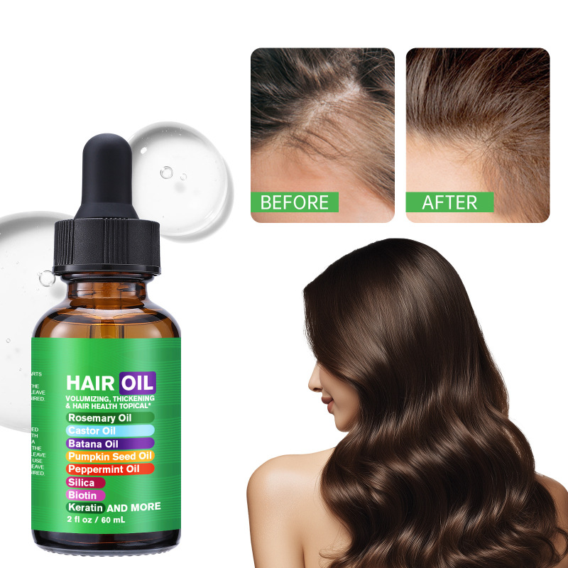 跨境TEMU  柔顺滋润发丝防毛躁 hair oil 迷迭香护发油60/100ml|undefined