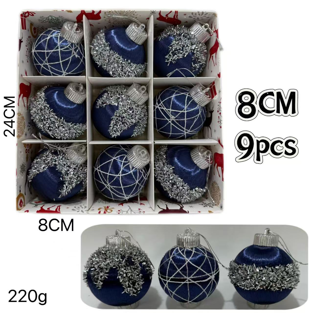 Nuevos bolas de Navidad transfronterizas 8cm / 9pcs decoraciones de árbol de Navidad colgante decoración de Navidad diseño de escena image 20