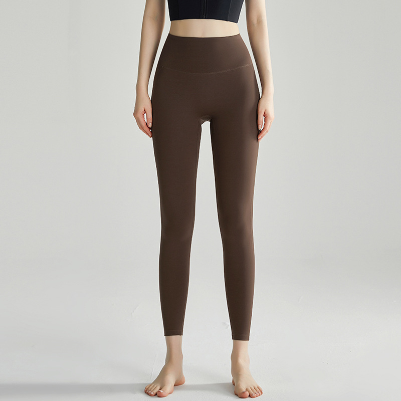 LAHN desnudo sensación de piel deportiva pantalones de cintura alta para mujeres sin líneas embarazosas anti-arrollador pantalones de gimnasio delgados verano