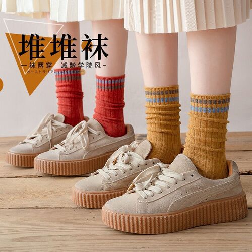 Socks for Women - Summer Korean Style Mid-Calf Socks, Autumn/Winter Version, Long Stack Socks, Japanese High-Calf Academic Style Women's Socks