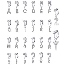 跨境假肚脐环26个字母造型镶锆石肚脐夹肚脐扣免穿孔饰品批发