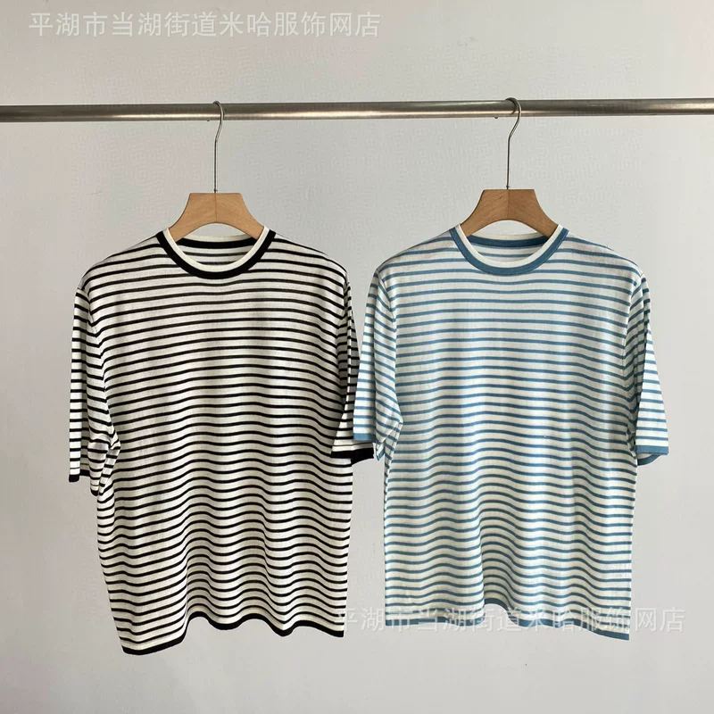 Летний японский шерстяной свитер для отдыха, с коротким рукавом, oversize
