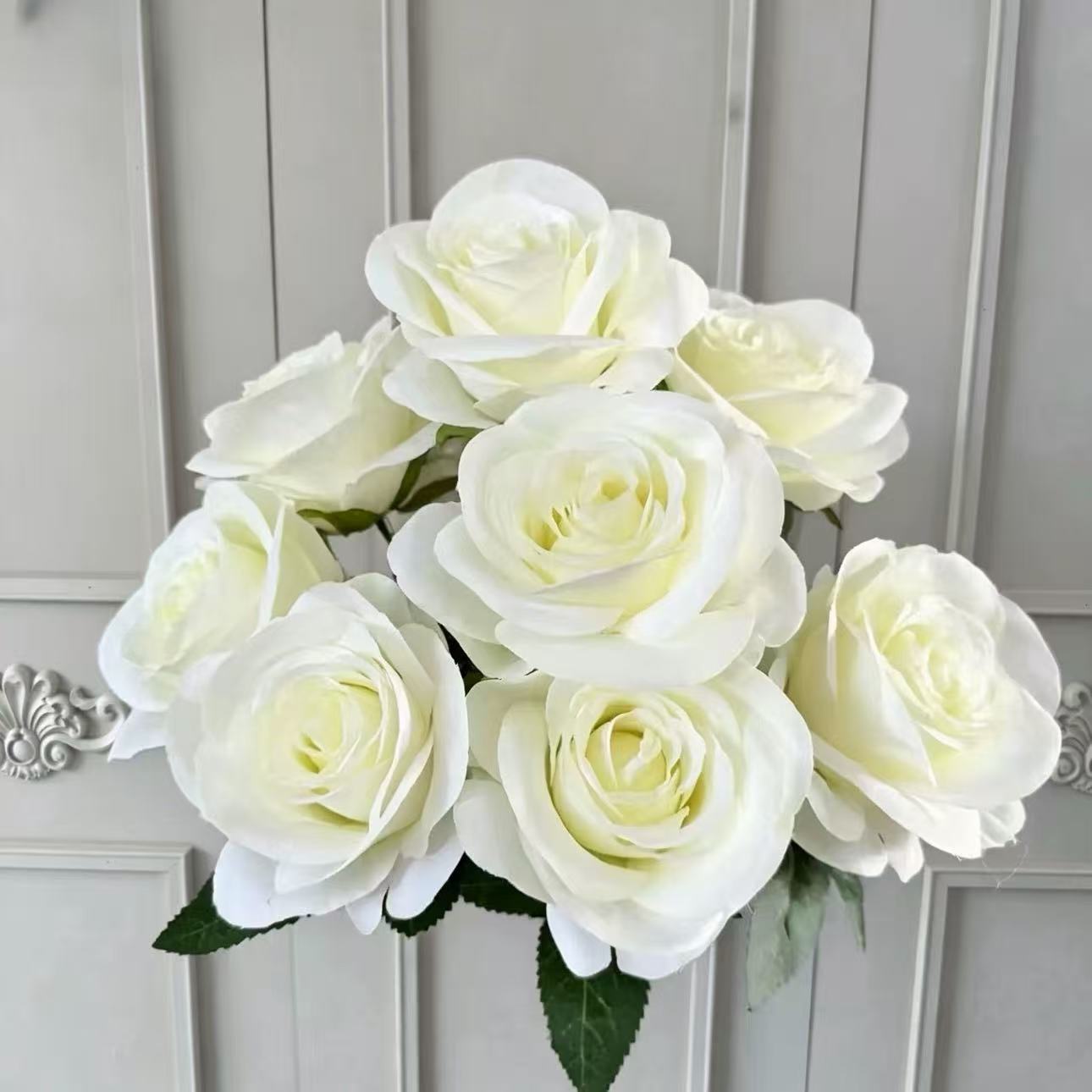 Flores artificiales blancas para decoración de escenarios, escaparates, arreglos de rosas, arte floral suave y composiciones florales.