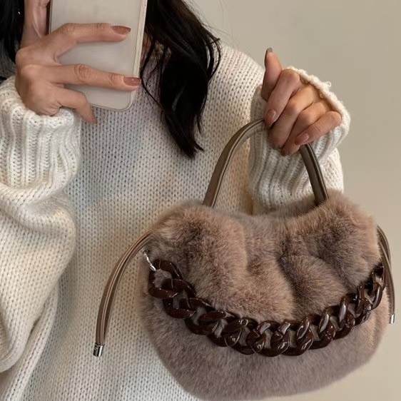 마오 마오 가방 2024 새로운 아크릴 체인 주름진 구름 핸드백 패션 어깨 슬렁 플러시 백