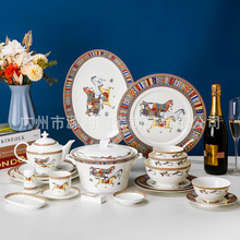 骨瓷餐具高端创意简约日式瓷碗碟勺盘套装礼品家用洗碗机专业瓷