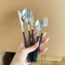 410黑色夹柄不锈钢餐具新品刀叉勺韩式牛排刀叉蛋糕勺子西餐刀叉