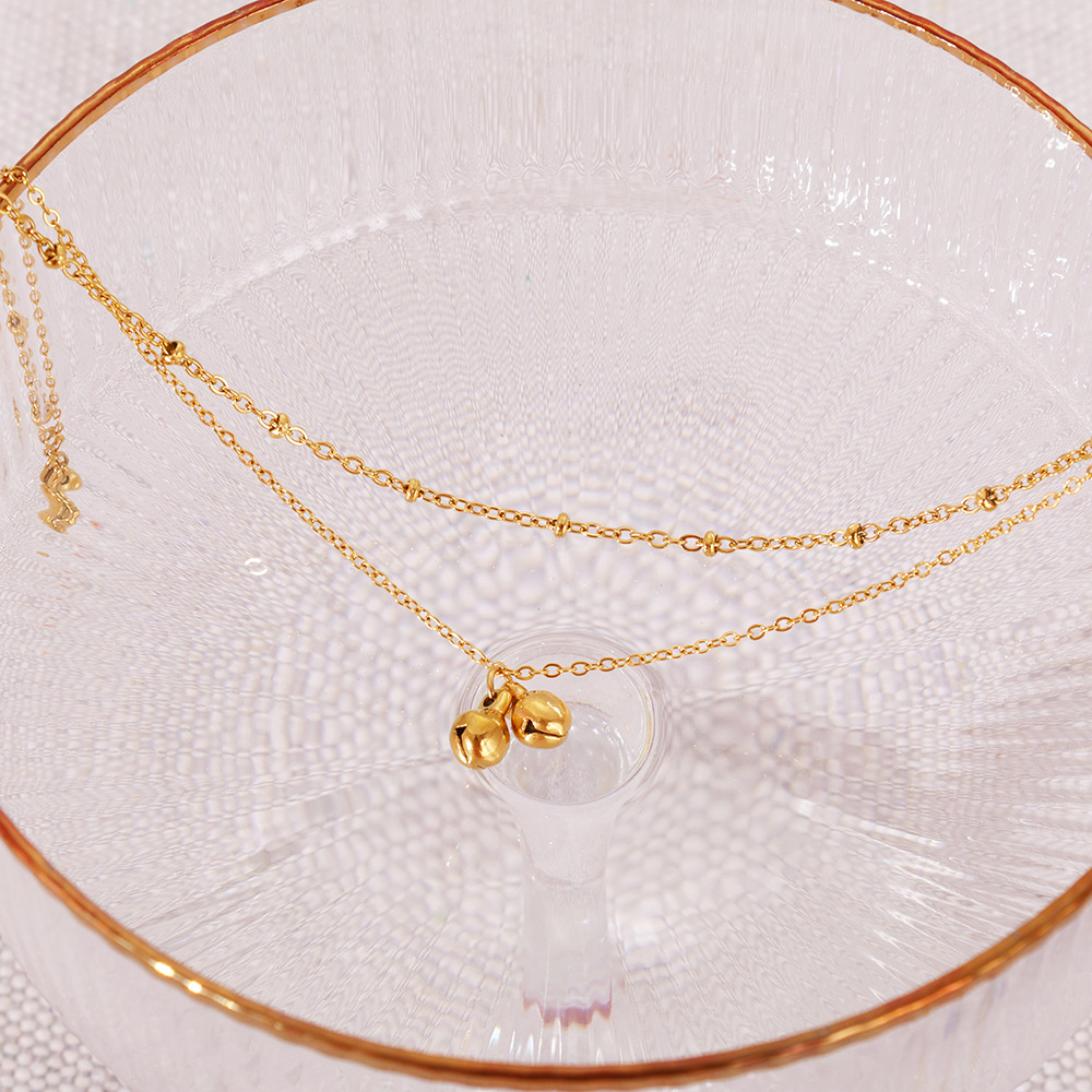 INS transfronterizo acero inoxidable 18K playa estilo simple doble campana tobillera impermeable joyería de mujer al por mayor