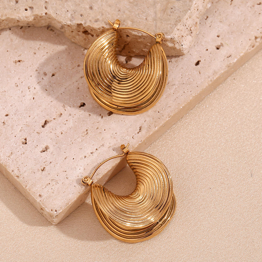 Gold Color Stainless Steel Folded Geometric Earrings