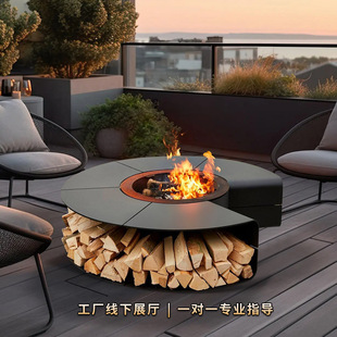 Outdoor Courtyard Decoration Landscaping Fireplace House B&B Home Heating Real Fire Natural Gas Alcohol Burning Wood Fireplace Table