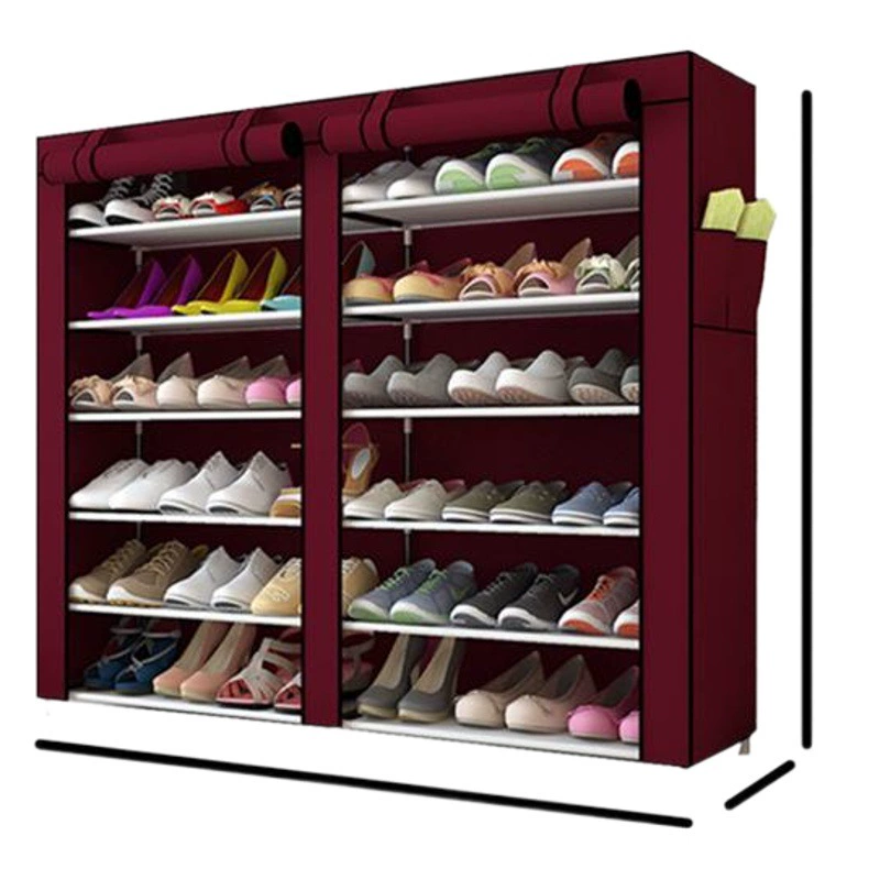 Двухрядный 7-слойный современный простой нетканый шкаф для обуви Утолщенный шкаф для хранения рольставен Сборка большой емкости Шкаф для обуви Шкаф для хранения