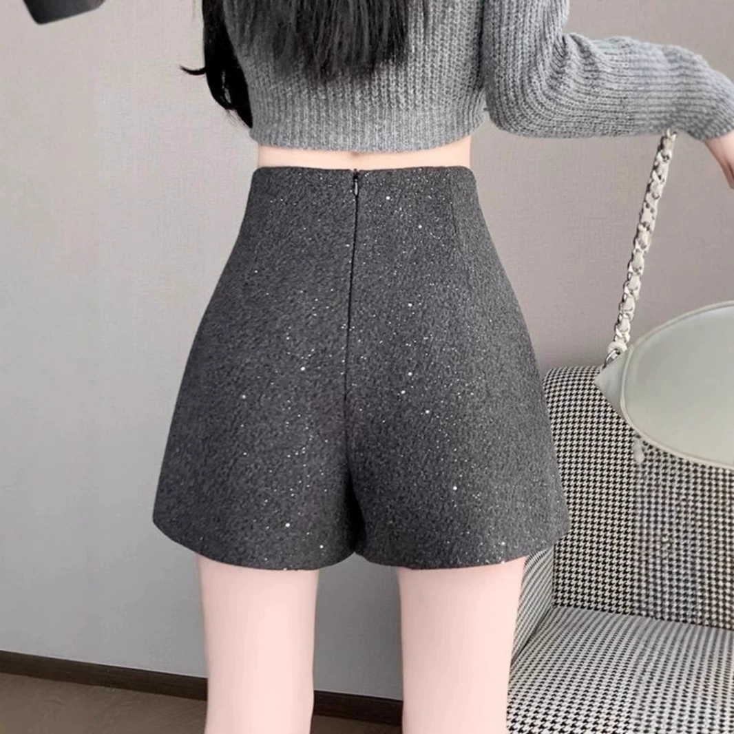 Демисезонные шерстяные ногти с Sequins, шорты, штаны, ботинки, А-силуэт