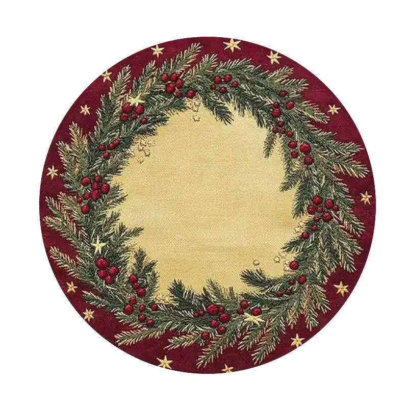 Transfronterizos Amazon temu Navidad lino redondo almohadilla de mesa de corte borde artesanía cocina almohadilla de mesa de comedor