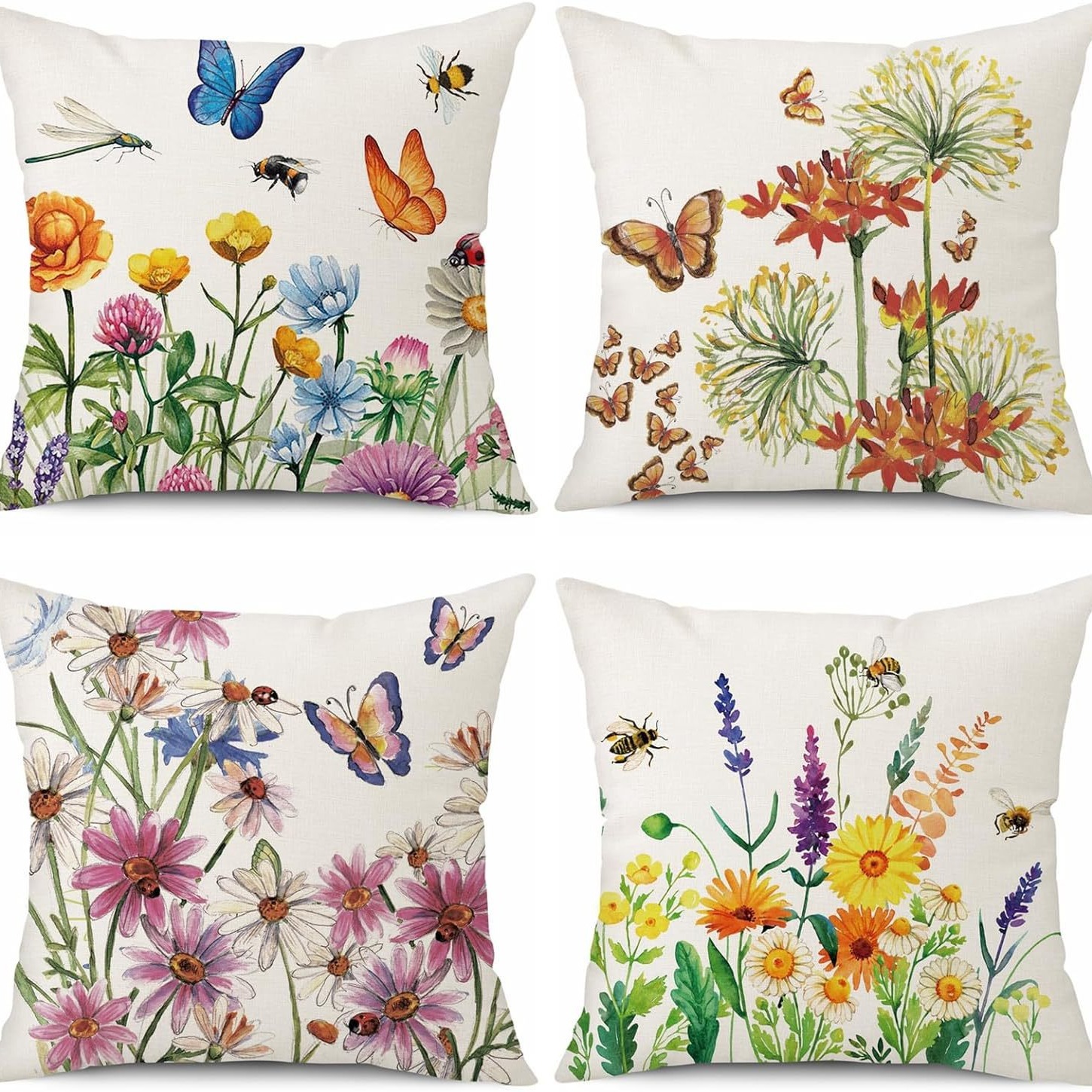 2023 transfronterizos flores de verano almohada de abrazo Amazon lino letras impresión cojín de dormitorio