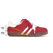 高端版~内增高6cm德训鞋女板鞋黄蓝绿粉色反毛复古休闲鞋草莓熊