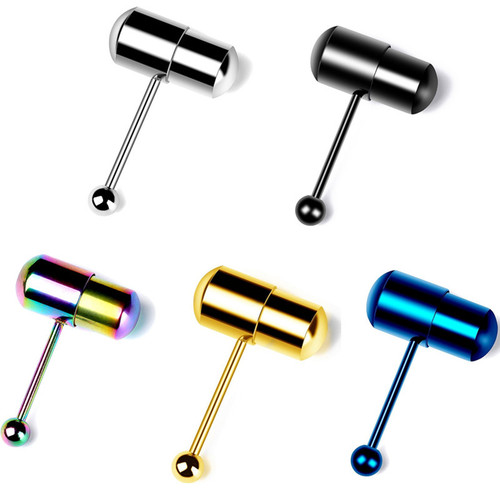 Wholesale stainless steel vibrating tongue nails, silicone titanium steel vibrating massage tongue nails, tongue rings, body piercing accessories
